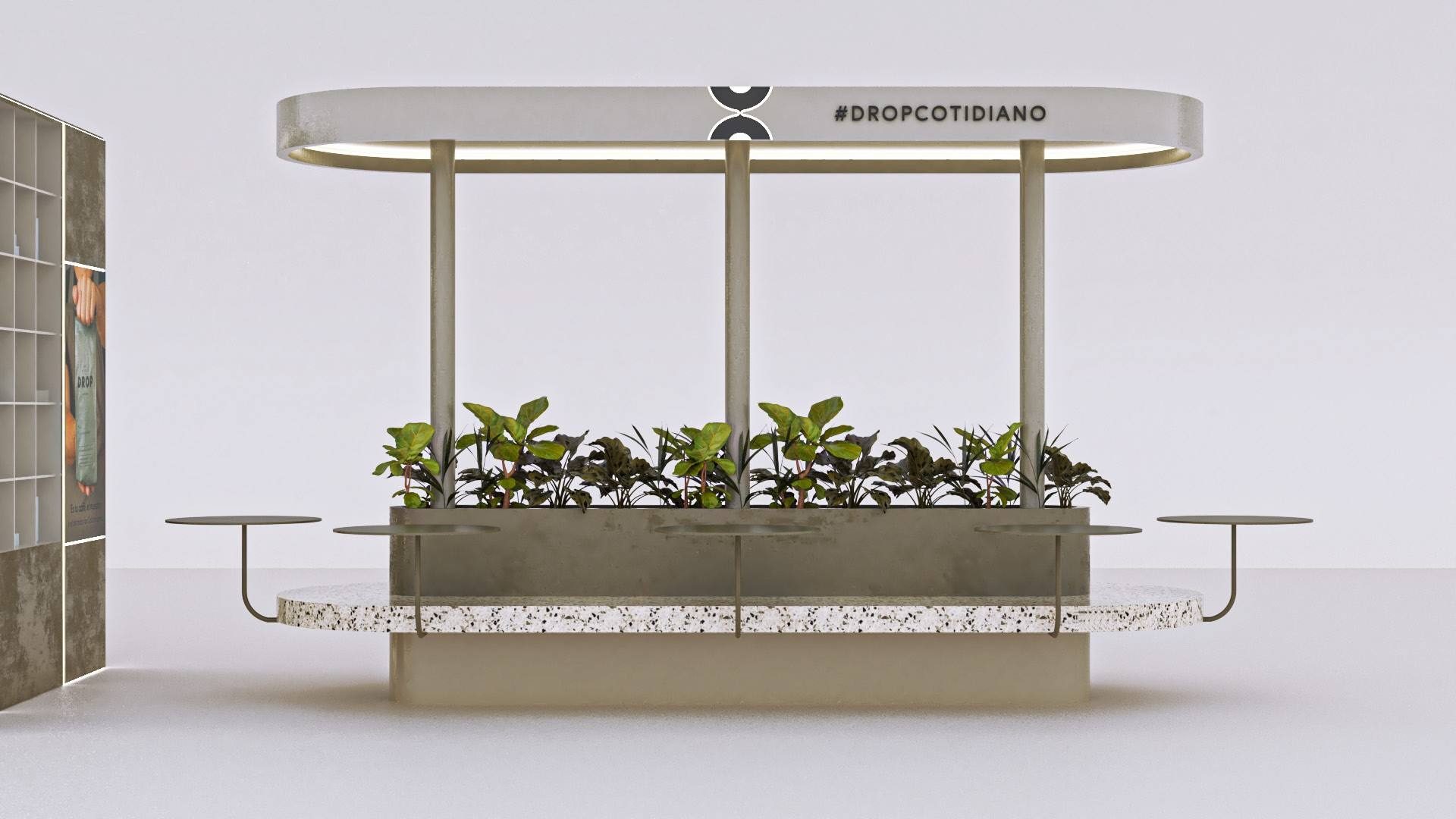 Render — canopy and planter