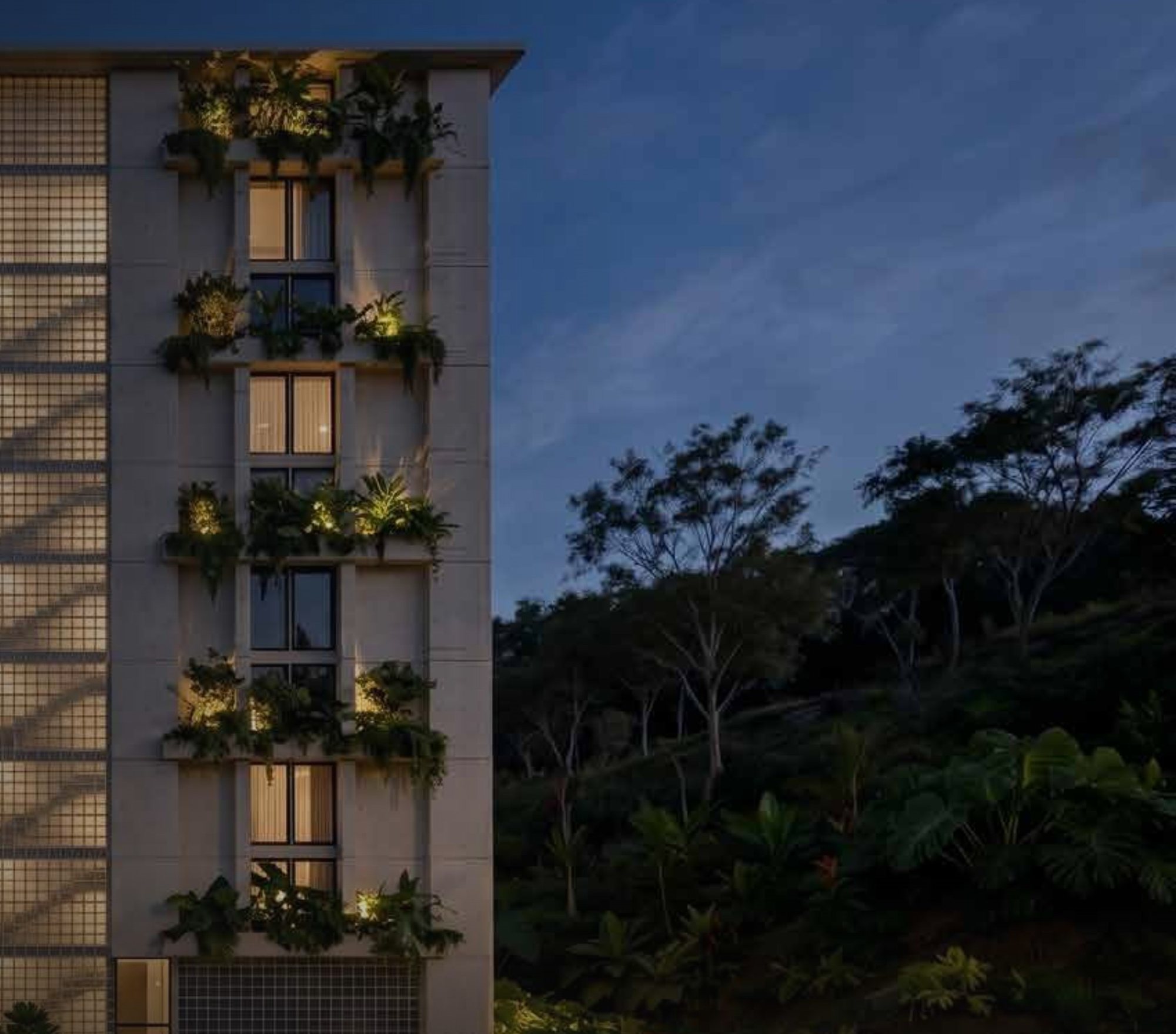 Façade at dusk