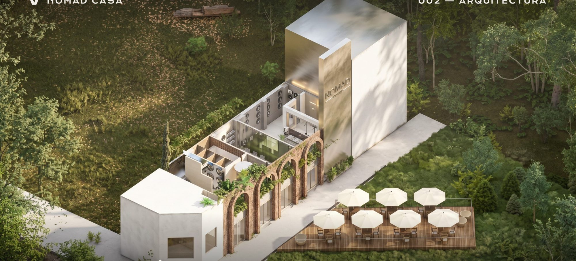 Site — a compact volume opening to the garden