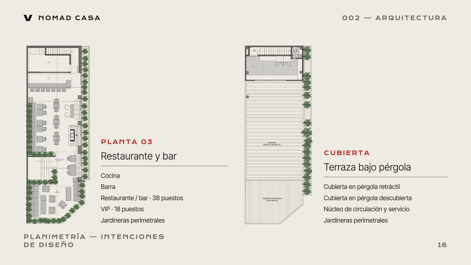 Level 3 and roof — restaurant, bar and pergola terrace