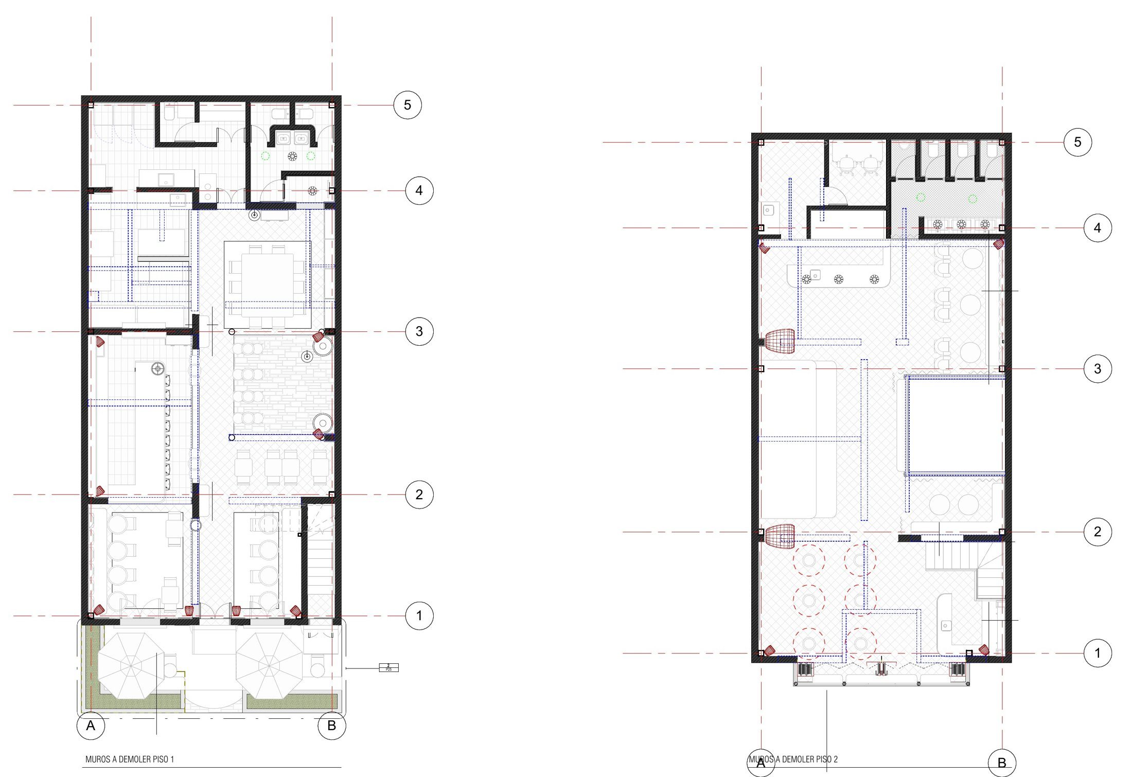 Existing vs. proposed — ground floor and upper floor