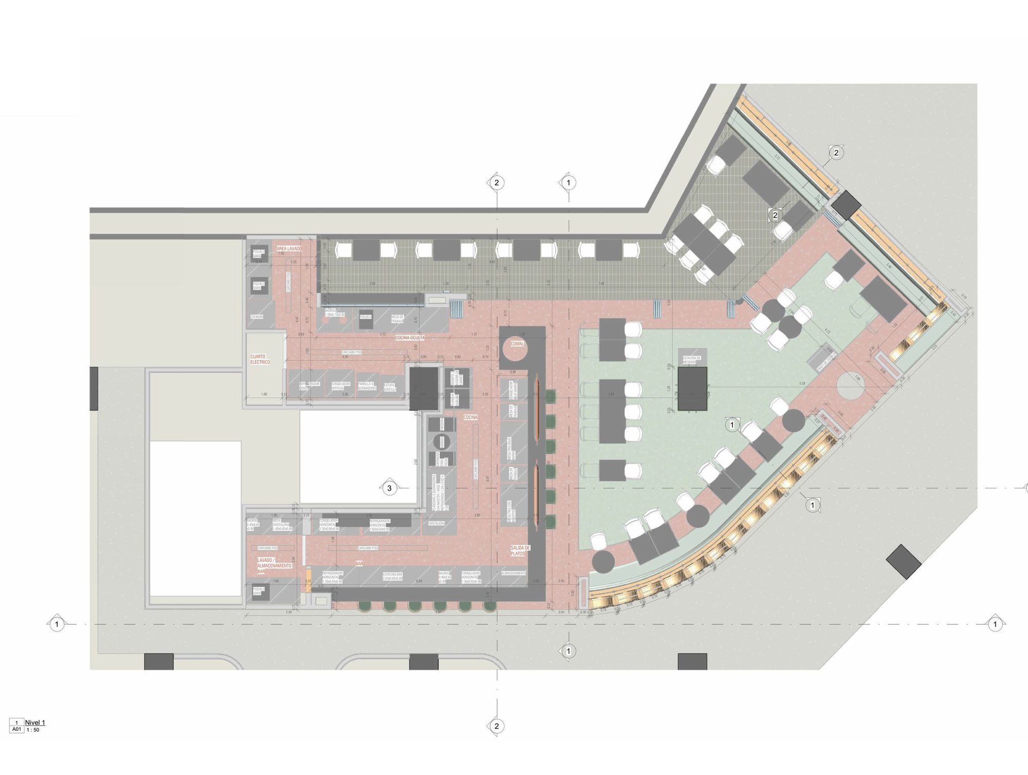 Ground floor plan — proposal, 1:50