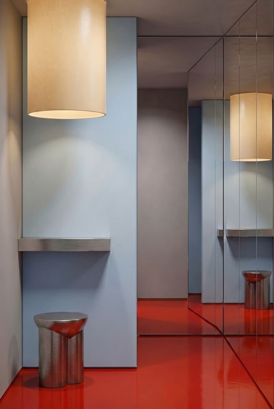 Fitting room — mirror and stool