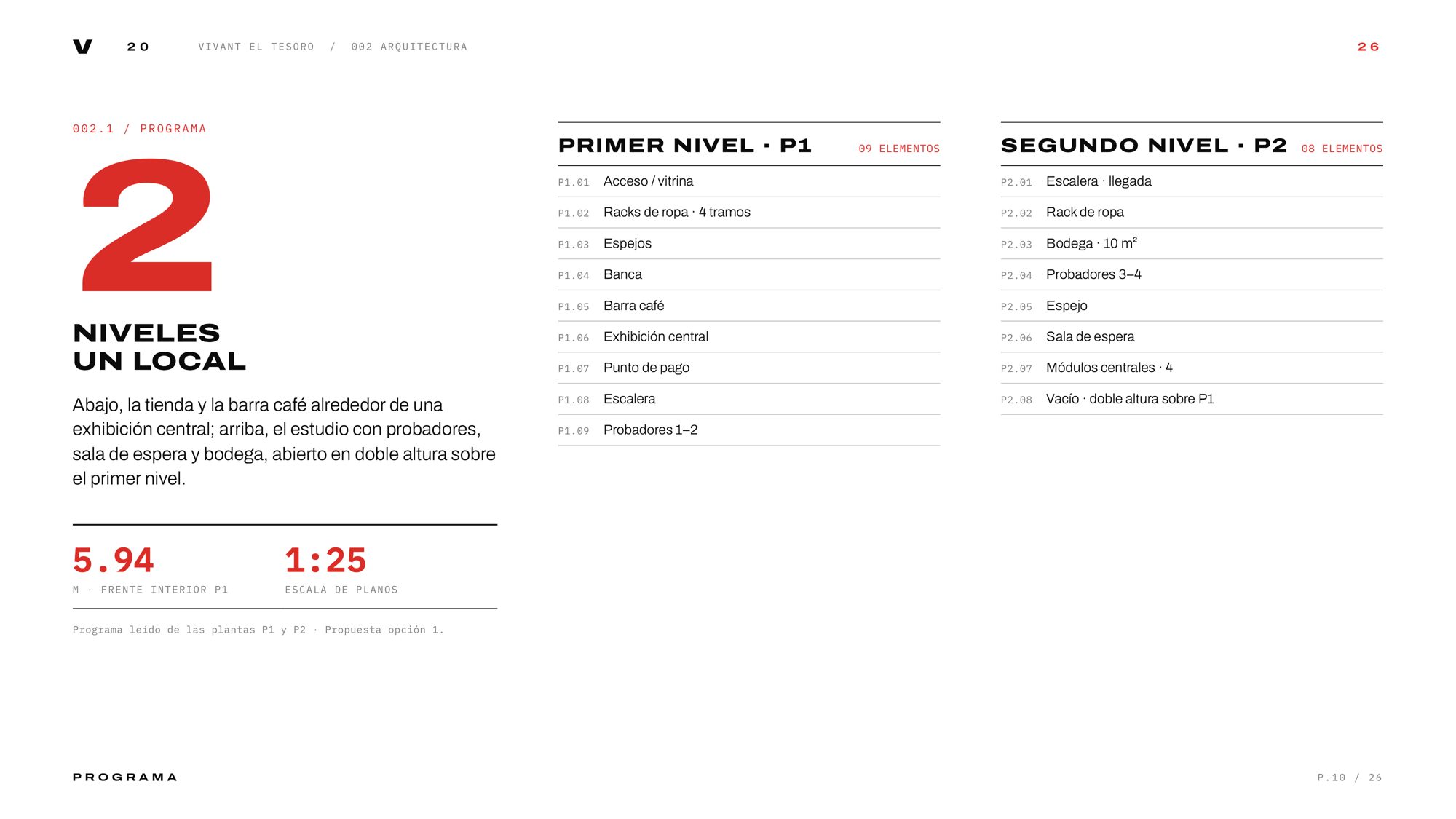 Programme — 17 elements on two levels