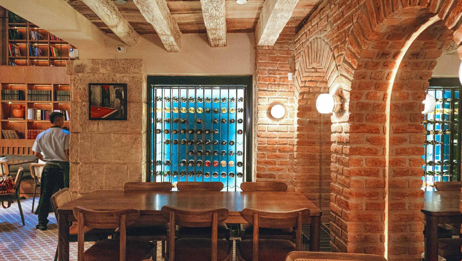 Ely Café interior with brick arches